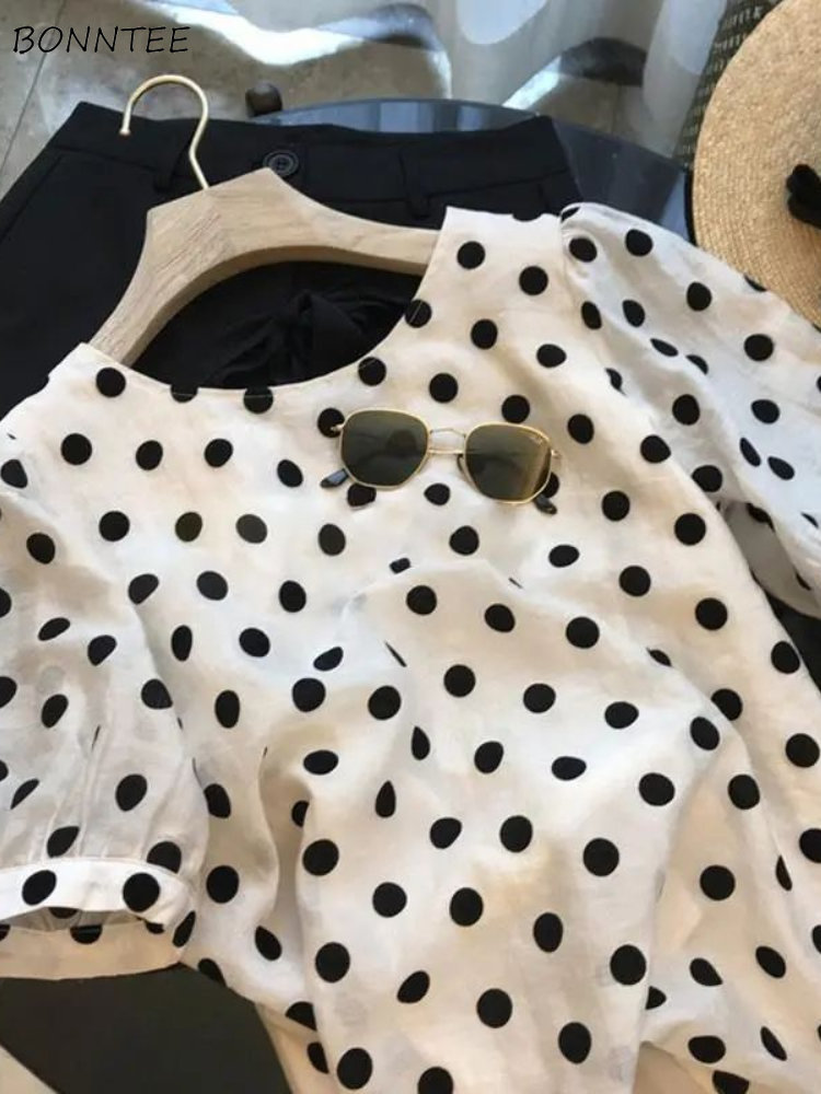 Summer Linen Clothing For Women - Camicette a pois Donna Elegante Estate
