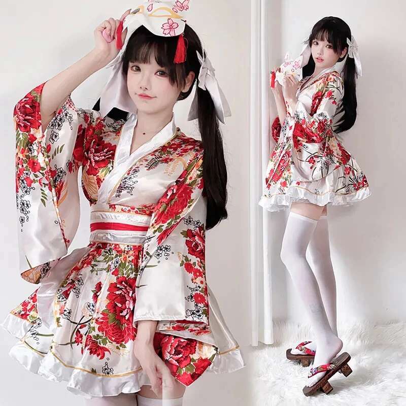 Summer Japanese Clothing - Abito Kimono Giapponese Modificato per Donne,