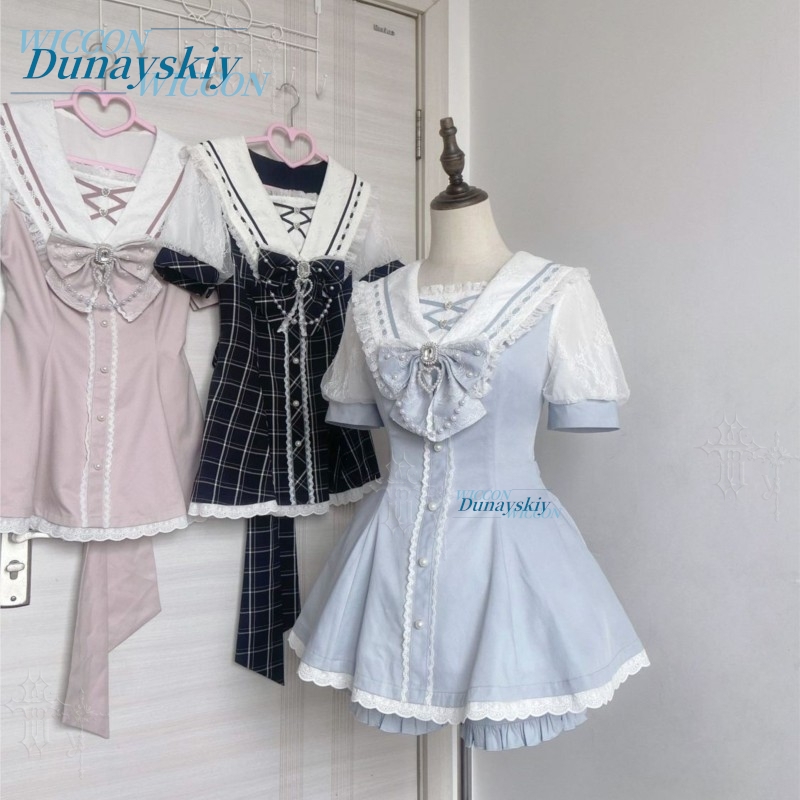 Summer Japanese Clothing - Completo con Gonna Corta Stile Lolita