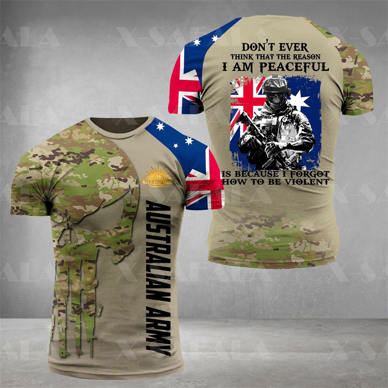 Summer Clothing Australia - T-Shirt con grafica teschio militare dell'esercito