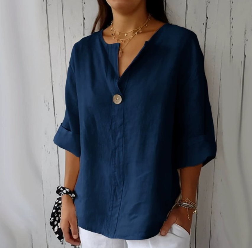 Summer Linen Clothing For Women - Camicia da donna taglie forti con