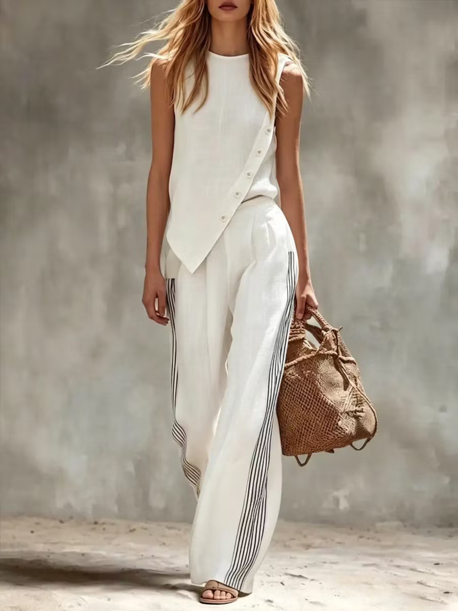 Summer Linen Clothing For Women - Completo due pezzi in lino senza