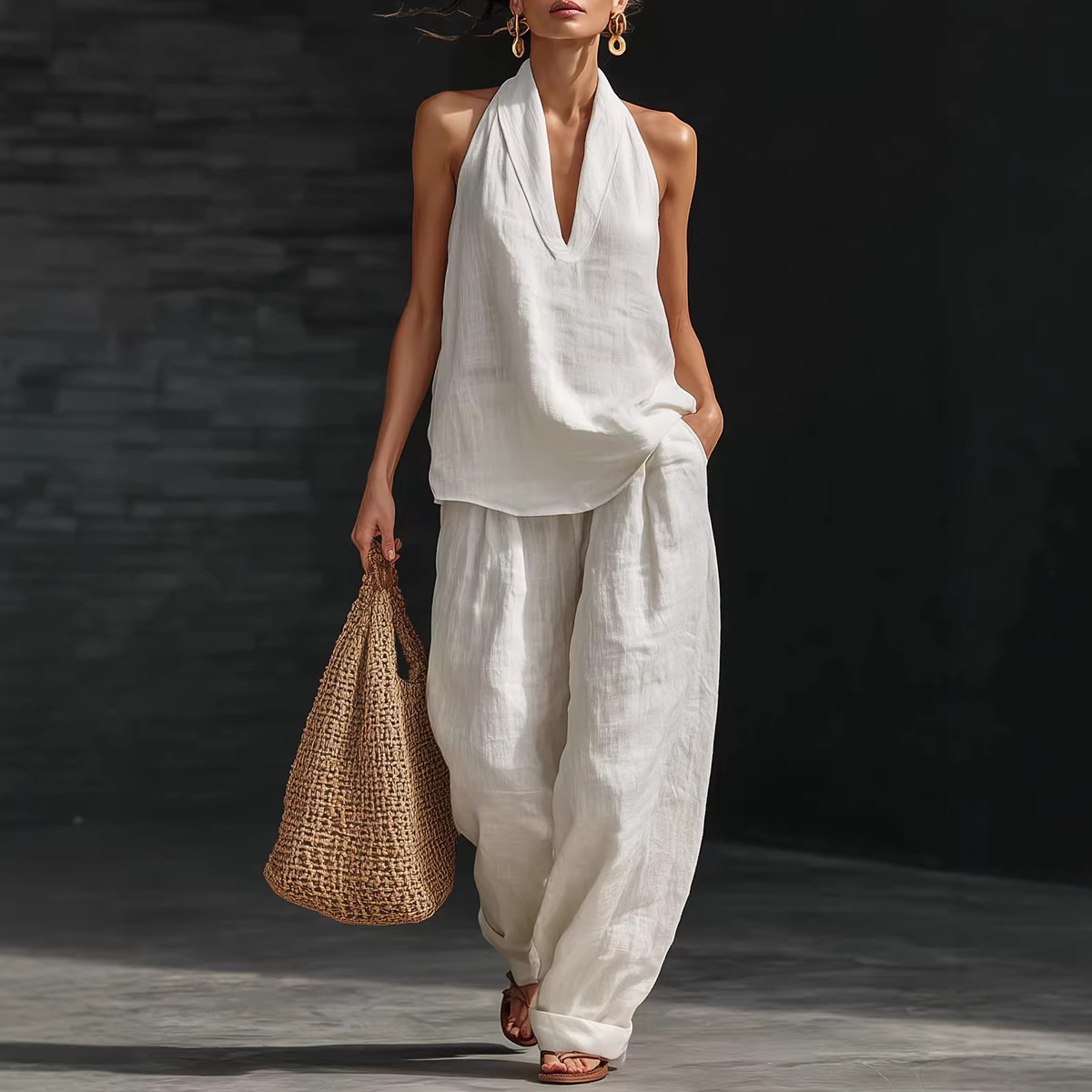 Summer Linen Clothing For Women - Completo estivo retrò in cotone e