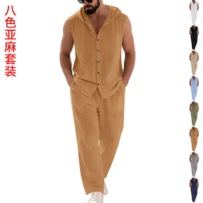Summer Clothing Sets - Completo casual da uomo in lino