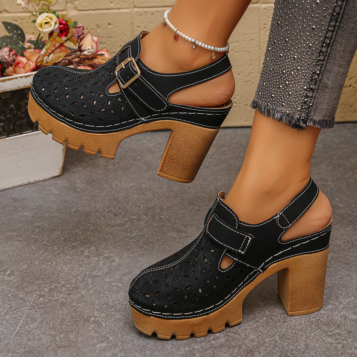 Summer Closet - Sandali con tacco spesso da donna