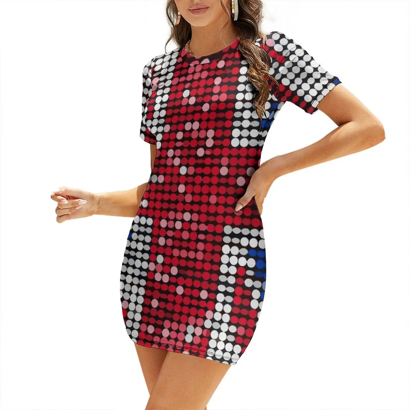 Summer Clothing Women Uk - Abito corto con paillettes a maniche