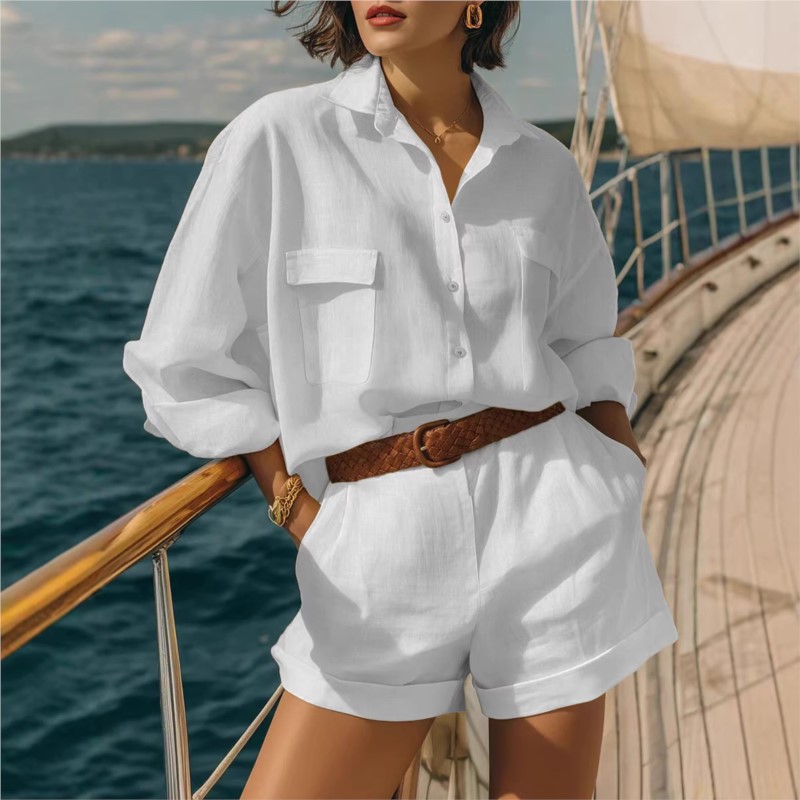 Completi Due Pezzi Blu da Donn - Summer Linen Clothing For Women recensione e prezzo