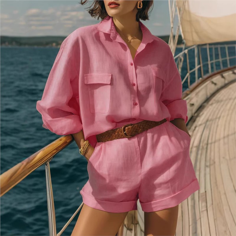 Completi Due Pezzi Blu da Donn - Summer Linen Clothing For Women recensione e prezzo