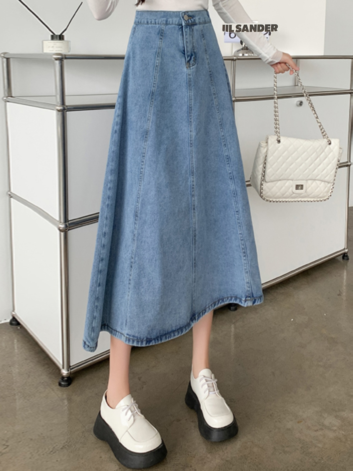 Gonna midi a vita alta in deni - Summer Clothing Recommendations recensione e prezzo